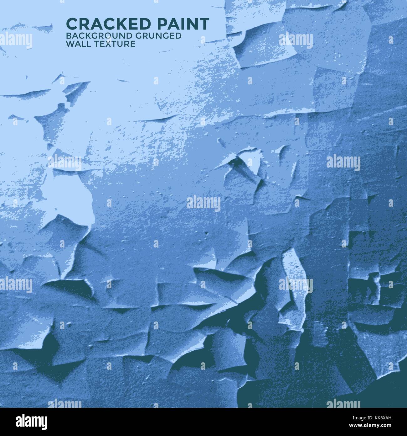 Vector blue vintage coloré peinture craquelée murale décoration retro grunge réaliste effet crackelure texture rugueuse Illustration de Vecteur