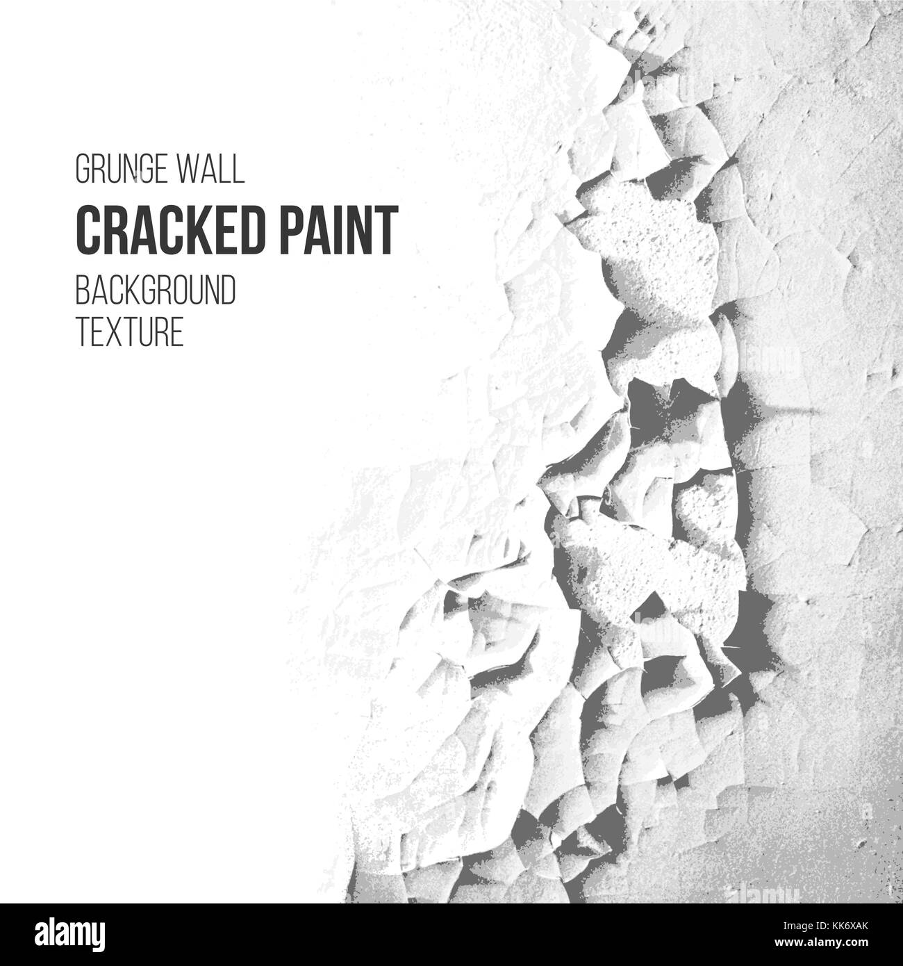 Vector tons de gris vintage monochrome peinture craquelée grunge wall décoration rétro réaliste effet crackelure texture rugueuse Illustration de Vecteur