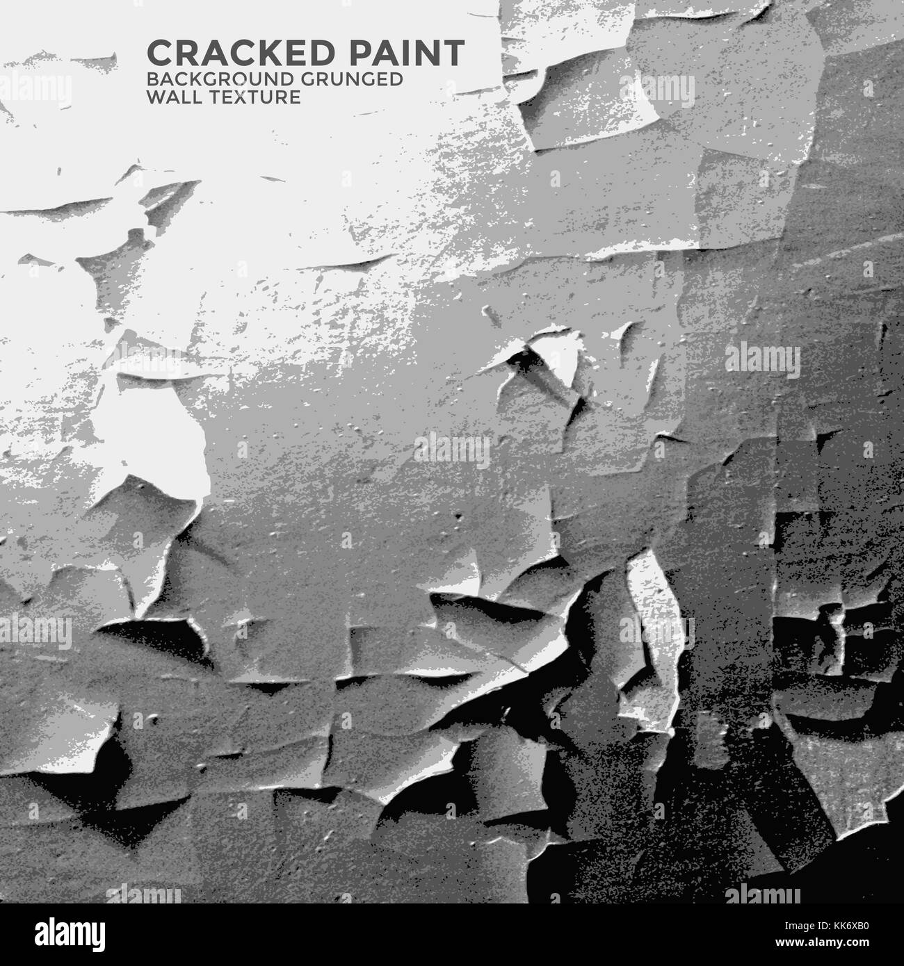 Vector tons de gris vintage monochrome peinture craquelée grunge wall décoration rétro réaliste effet crackelure texture rugueuse Illustration de Vecteur