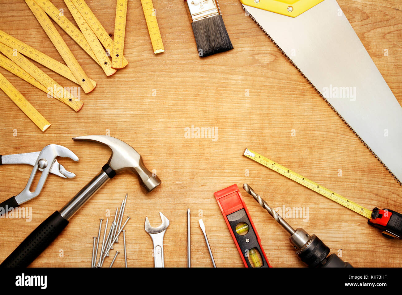 Outils de travail sur bois assortis Banque D'Images