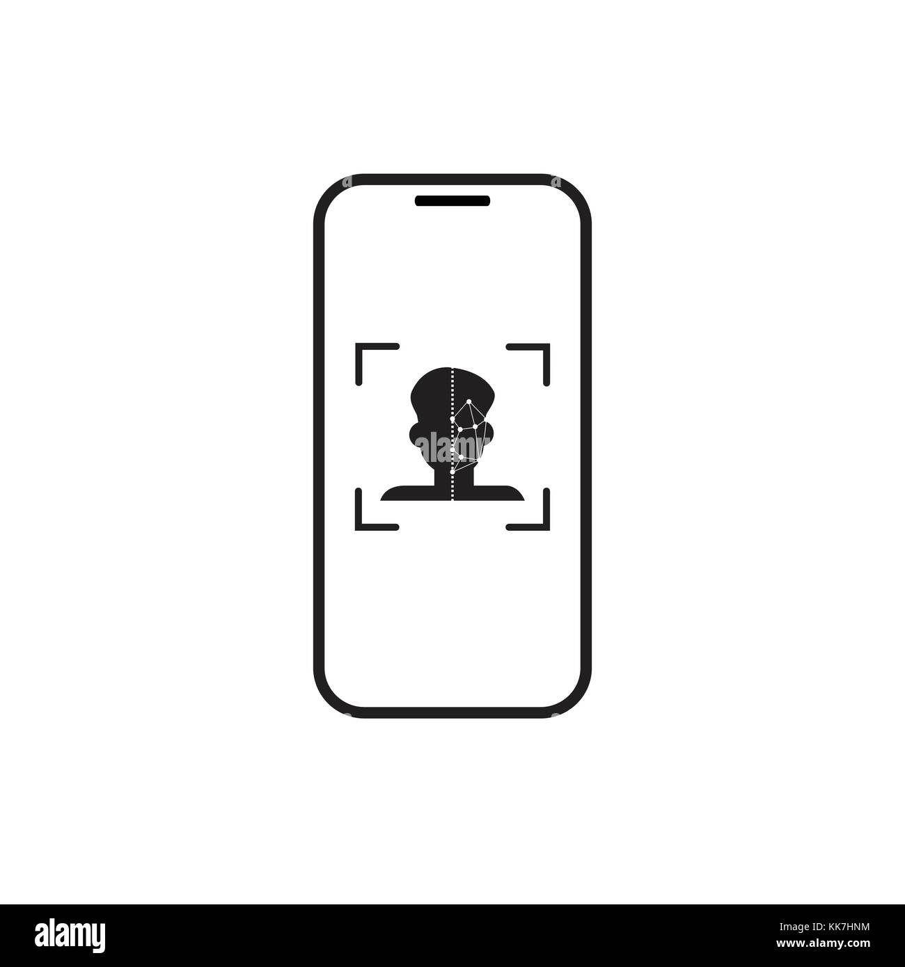Téléphone face intelligente système de reconnaissance de l'analyse du concept d'identification biométrique Illustration de Vecteur