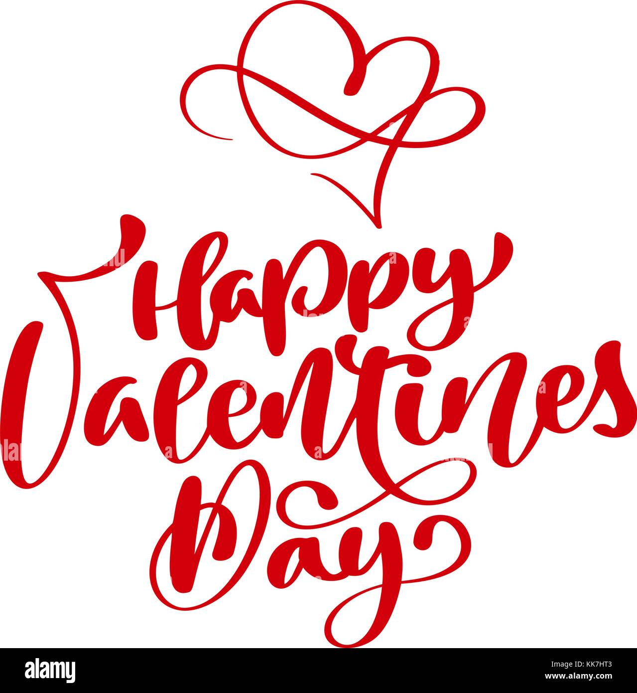 Happy valentines day rouge typographie manuscrite du texte de l'affiche avec calligraphie, isolé sur fond blanc. vector illustration Illustration de Vecteur