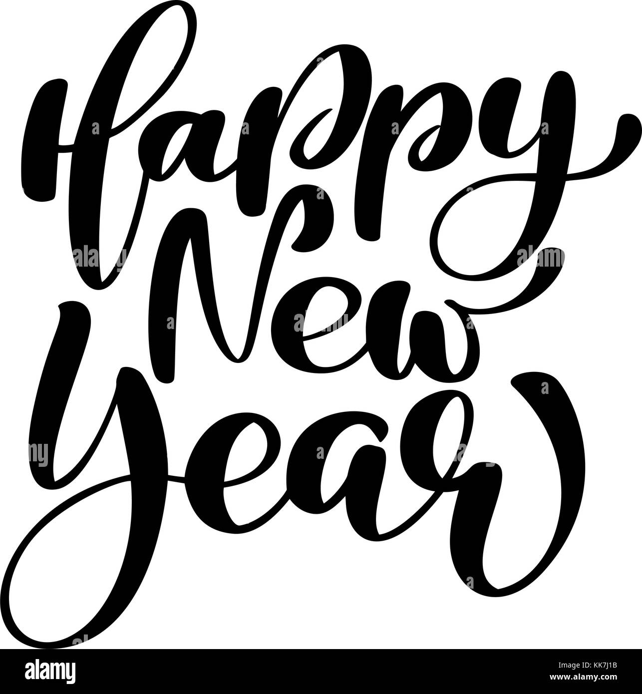 Bonne année à la main à la main. texte lettrage calligraphie noël vecteur EPS. décor de carte de souhaits Illustration de Vecteur