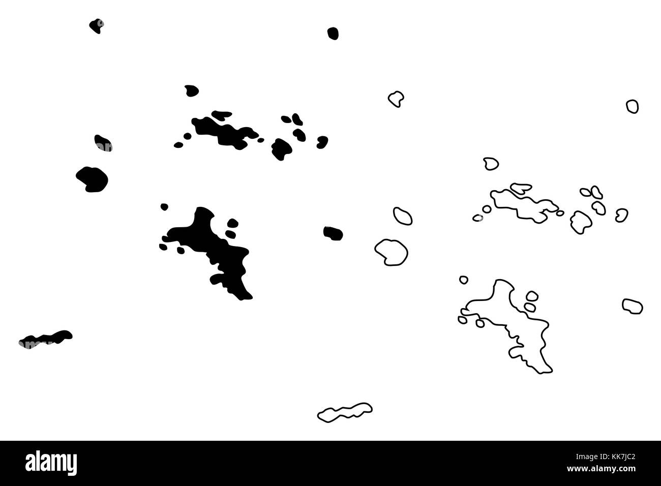 Îles Seychelles map vector illustration gribouillage, croquis république des Seychelles Illustration de Vecteur