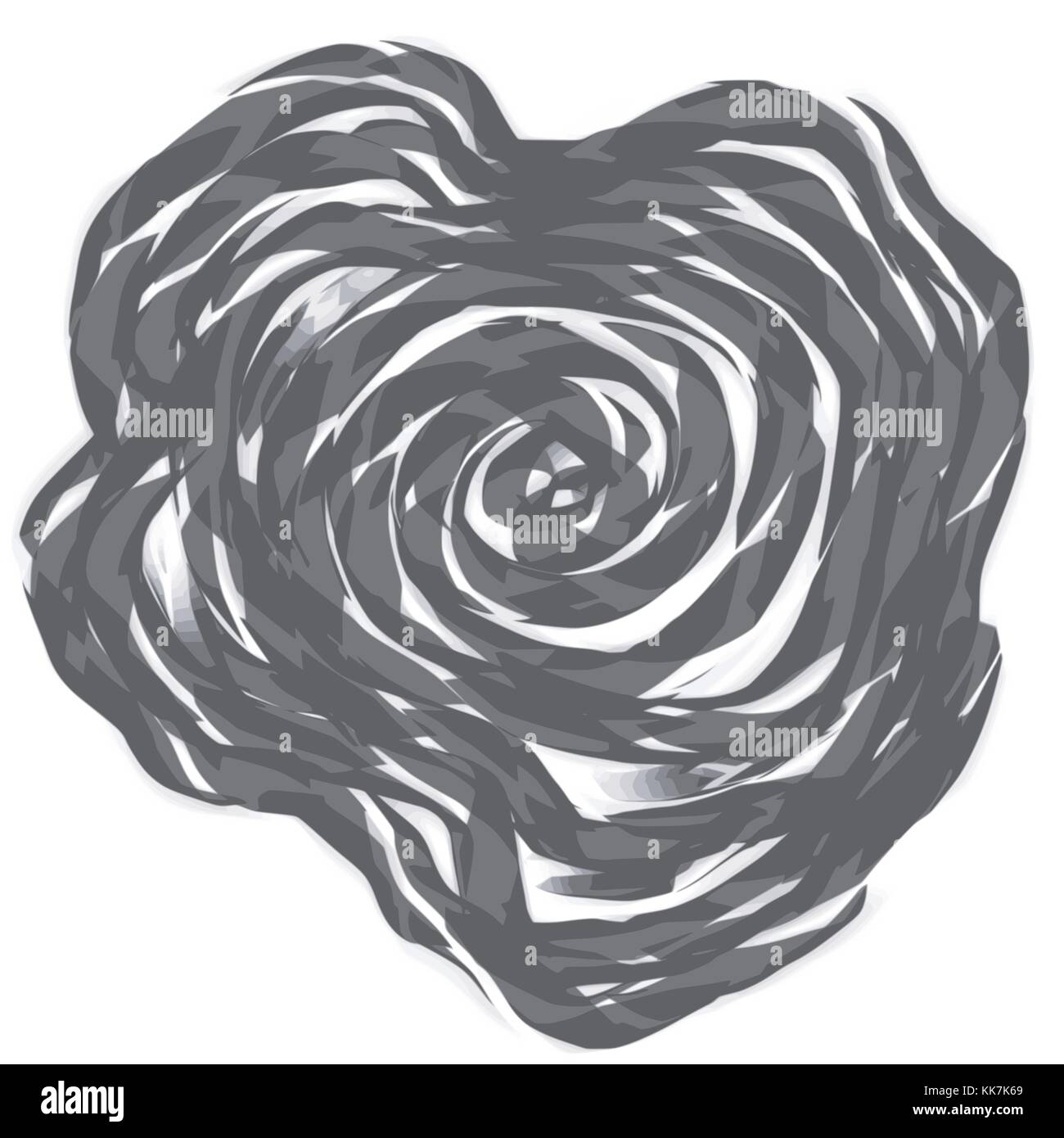 Gris foncé aquarelle abstraite patter en forme de fleur stylisée sur fond blanc, vector illustration Illustration de Vecteur