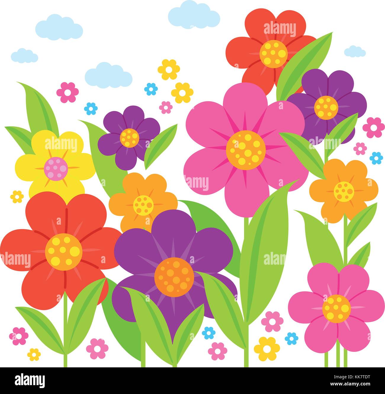 Fond de fleurs colorées. Joli printemps diverses fleurs fleuries dans la nature. Fond floral. Illustration vectorielle Illustration de Vecteur