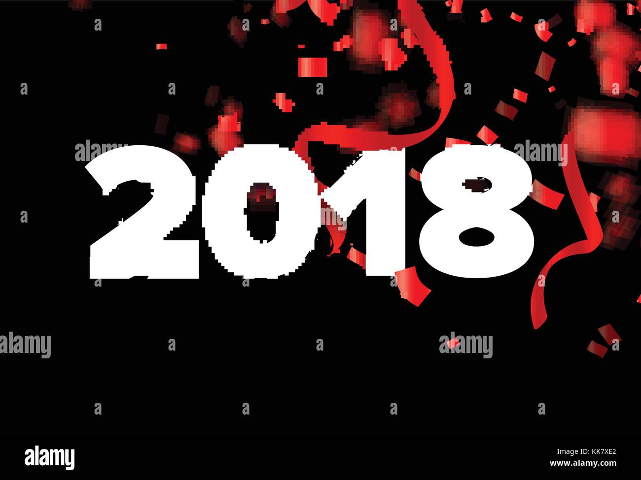 Vector 2018 bonne année illustration bleu et blanc, de bougies, de rubans et de confettis sur fond noir. Illustration de Vecteur