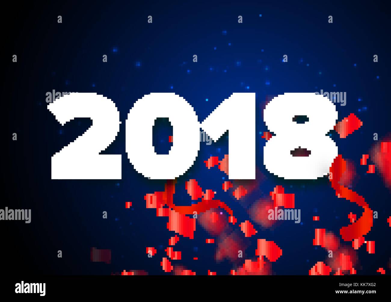 Vector 2018 bonne année illustration rouge et blanc avec des rubans et des confettis sur fond noir. Illustration de Vecteur