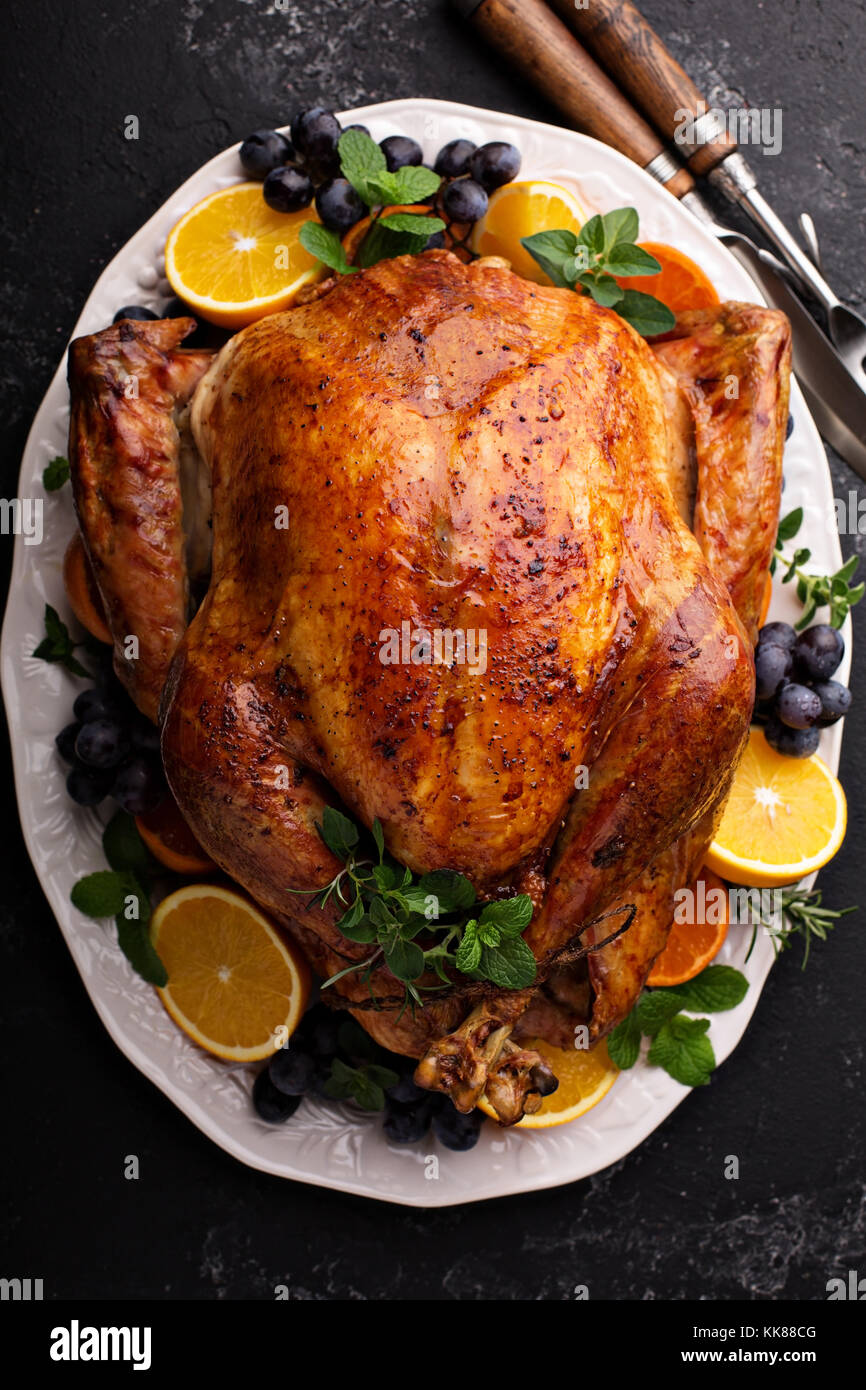 Célébration festive rôti de dinde pour Thanksgiving Banque D'Images