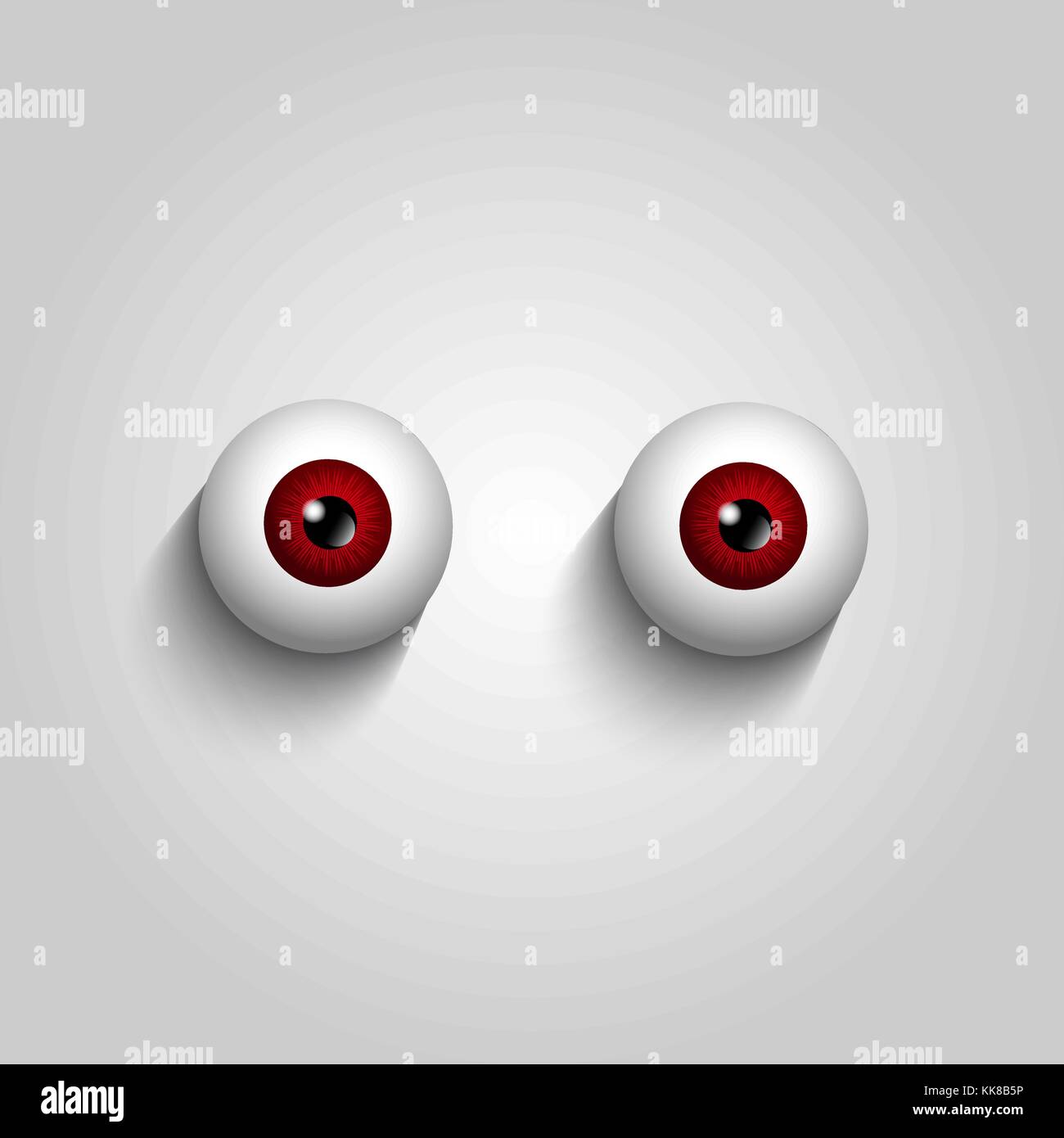 Paire de globes oculaires marron rouge isolé sur fond blanc. Illustration vectorielle, clip art. Illustration de Vecteur