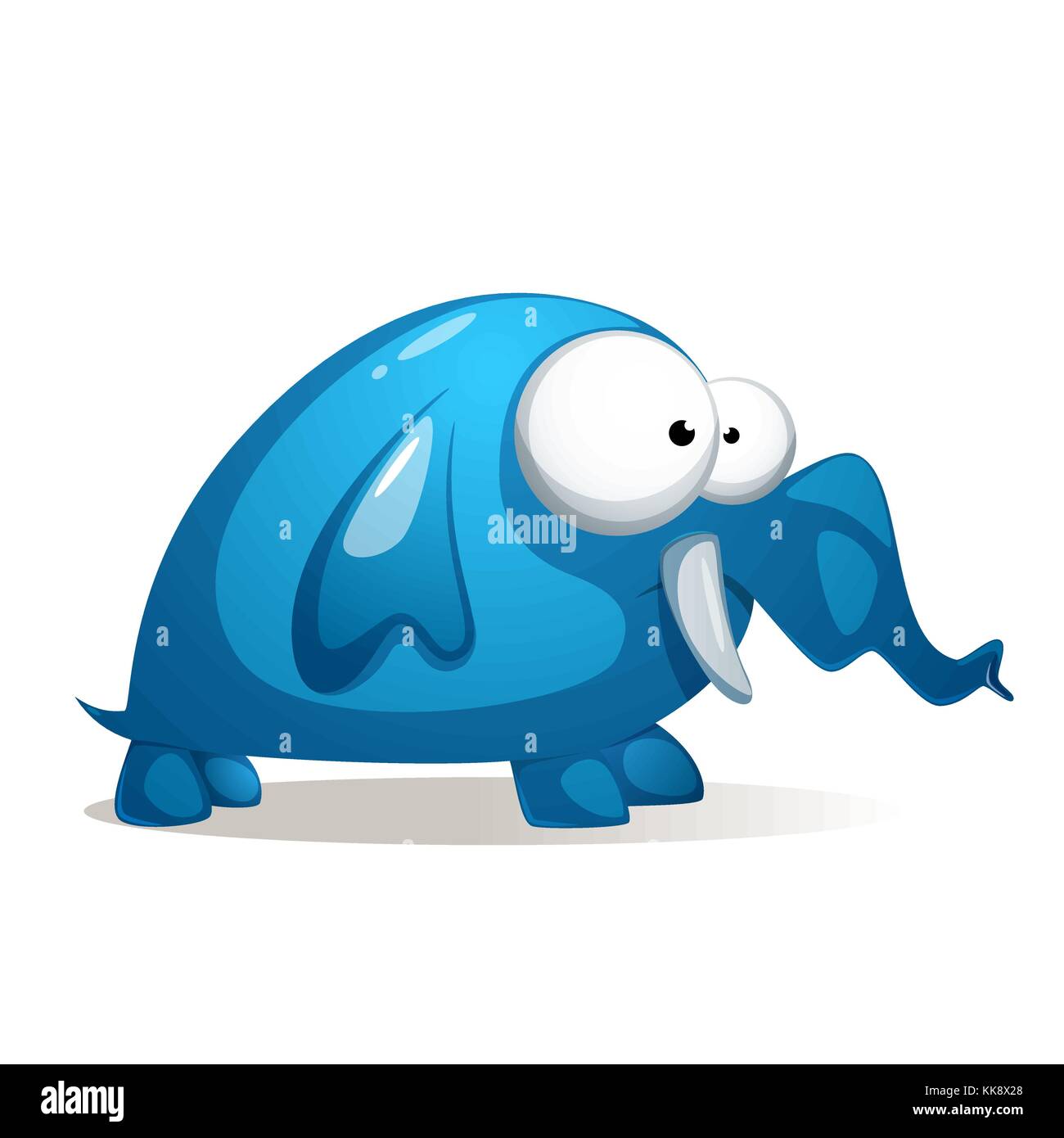 Cartoon funny, cute Blue Elephant. Illustration de Vecteur