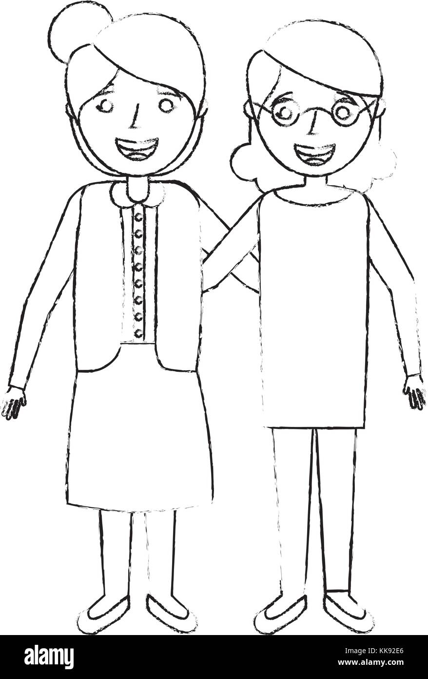 Deux femmes âgées amis ensemble adopté Illustration de Vecteur