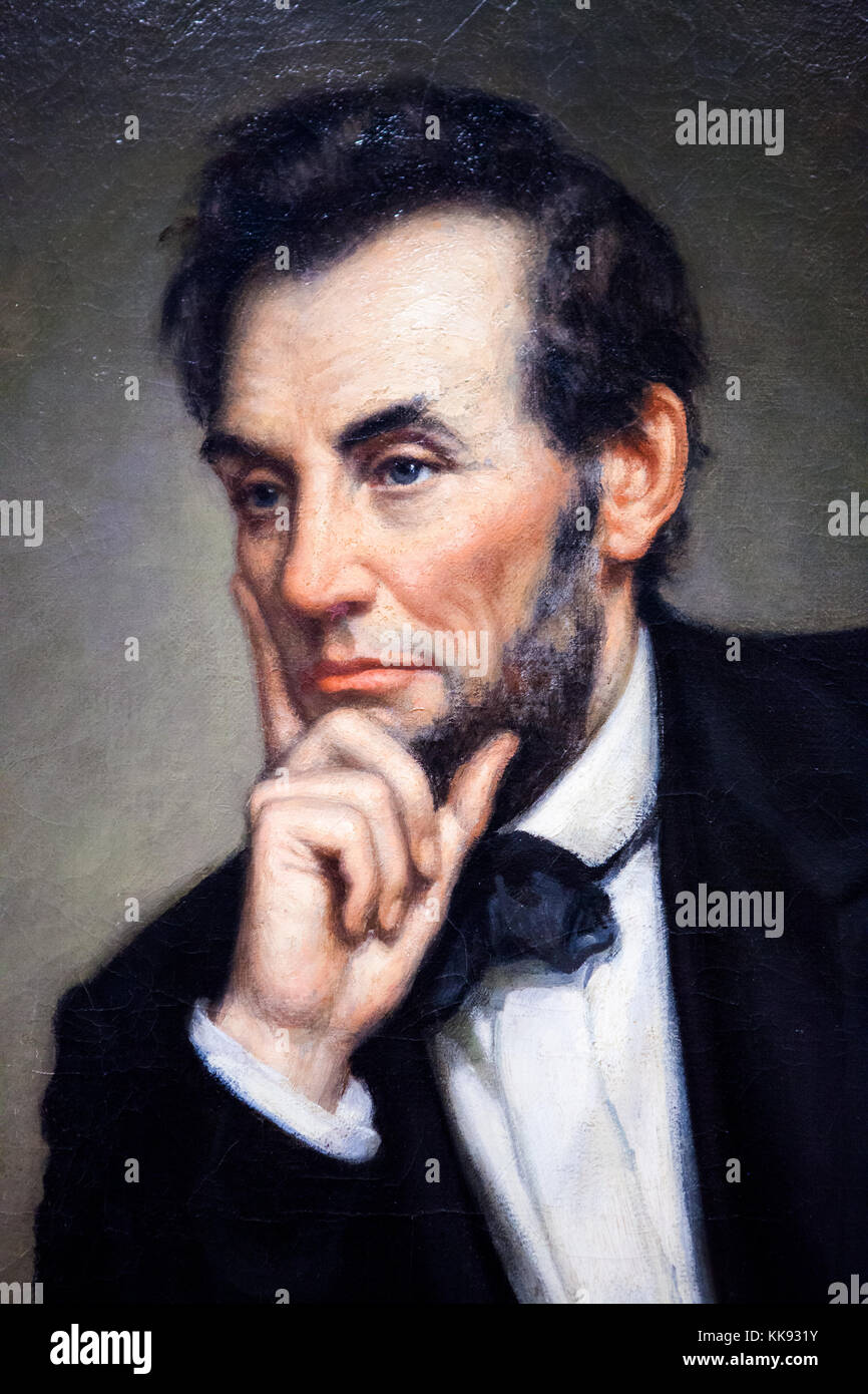Peinture à l'huile du président Abraham Lincoln, 16e président des États-Unis, par George P. A. Healy, 1887 Banque D'Images