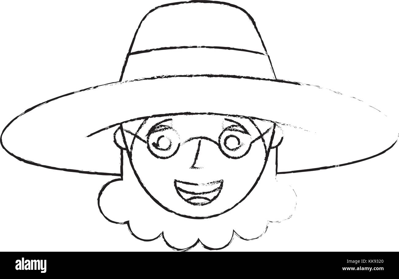 Old woman portrait dame mamie cartoon Illustration de Vecteur