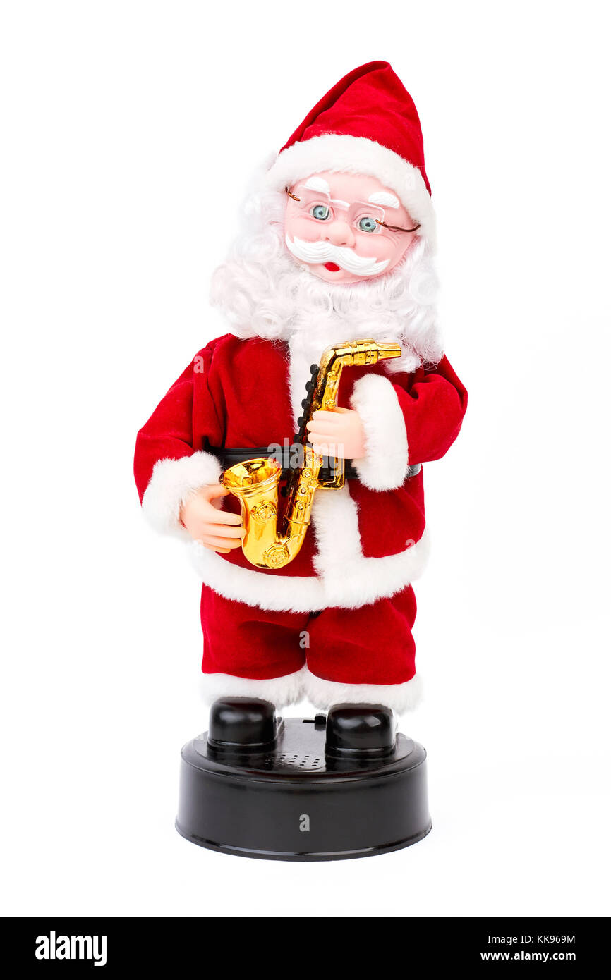 Santa Claus poupée sur un fond blanc. Banque D'Images