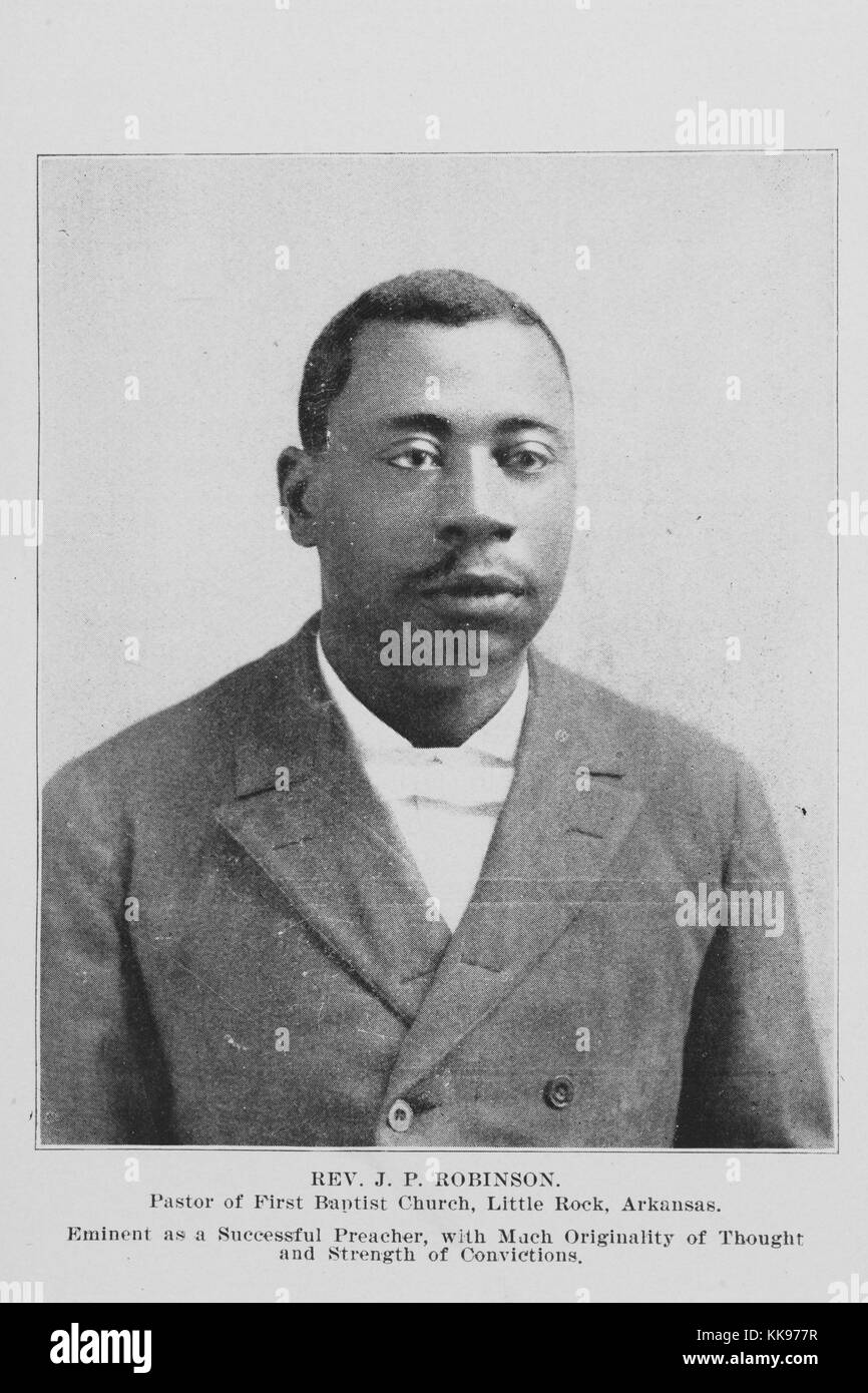 Photographie noir et blanc, portrait, du Révérend J P Robinson, un pasteur de la première église baptiste, Little Rock, Arkansas, 1902. À partir de la Bibliothèque publique de New York. Banque D'Images