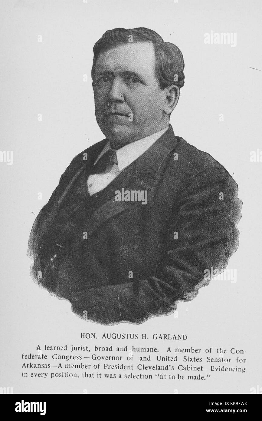 Portrait gravé d'Auguste H. Garland, un sénateur des États-Unis et les États confédérés, a servi de 11e gouverneur de l'Arkansas et de Procureur général de l'Organisation des États de la première administration de Grover Cleveland, 1902. À partir de la Bibliothèque publique de New York. Banque D'Images
