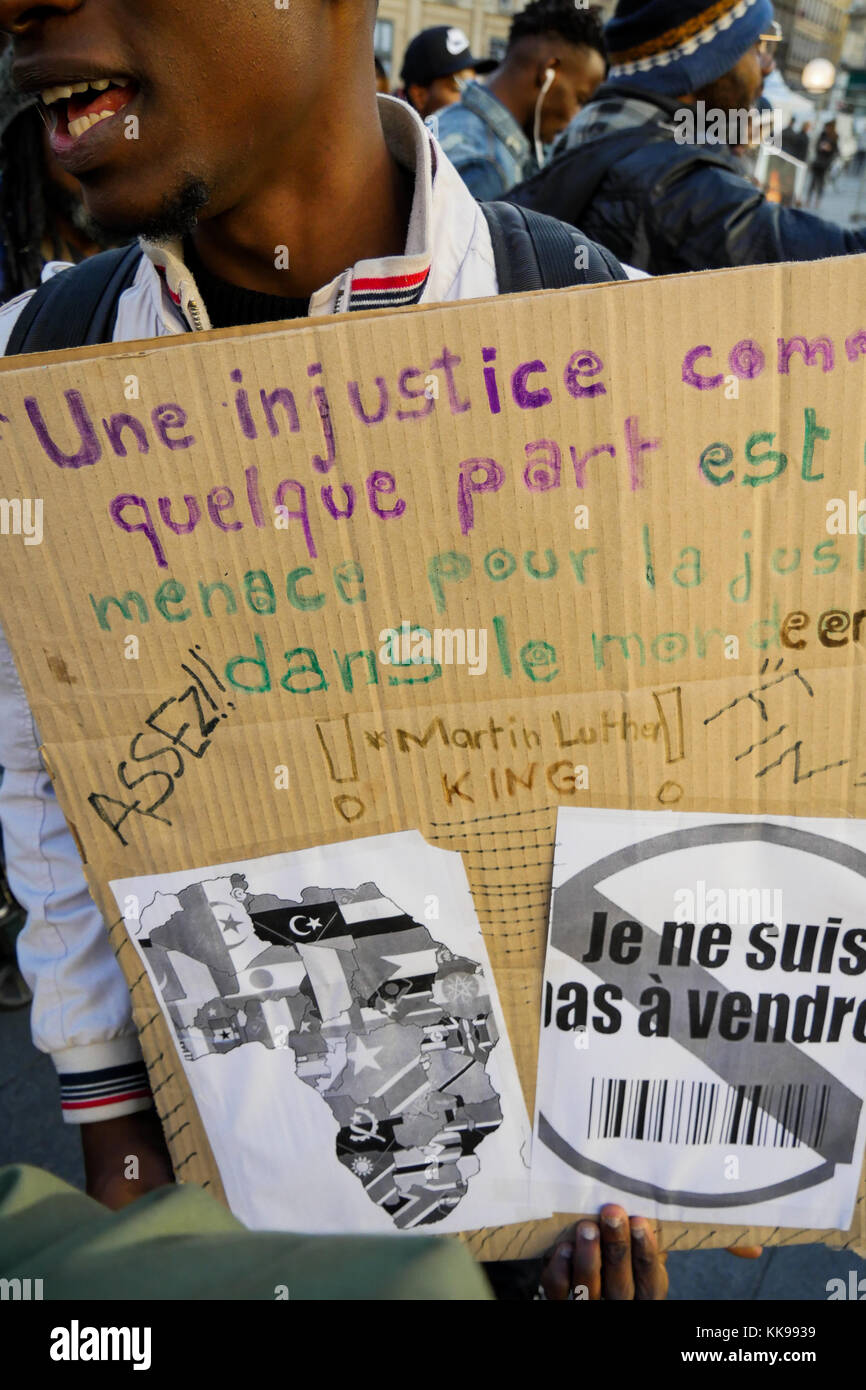 Manifestation de la diaspora africaine contre la renaissance de l'esclavage en Lybie, Lyon, France Banque D'Images