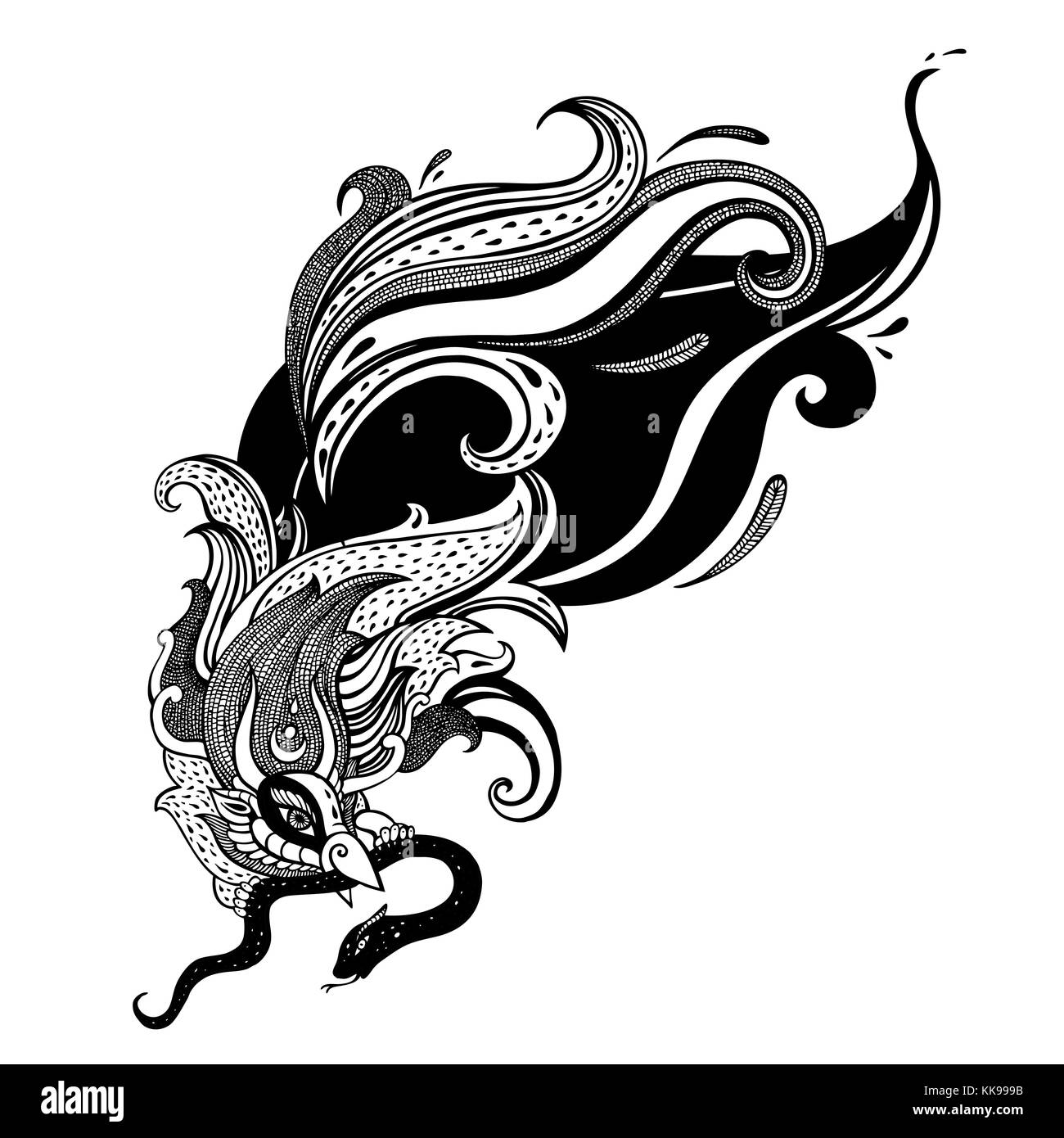 Garuda. illustration dessiné à la main. Illustration de Vecteur