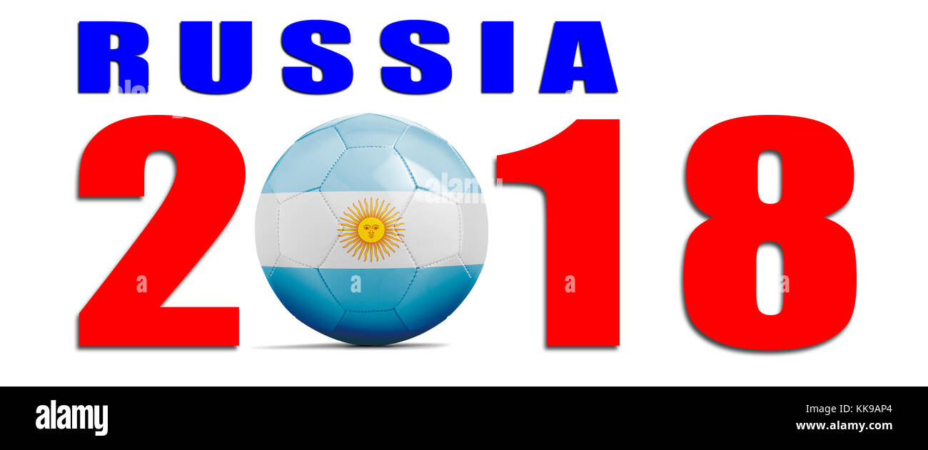 Ballon de soccer isolé avec drapeau de l'équipe, la Russie en 2018. L'Argentine Banque D'Images