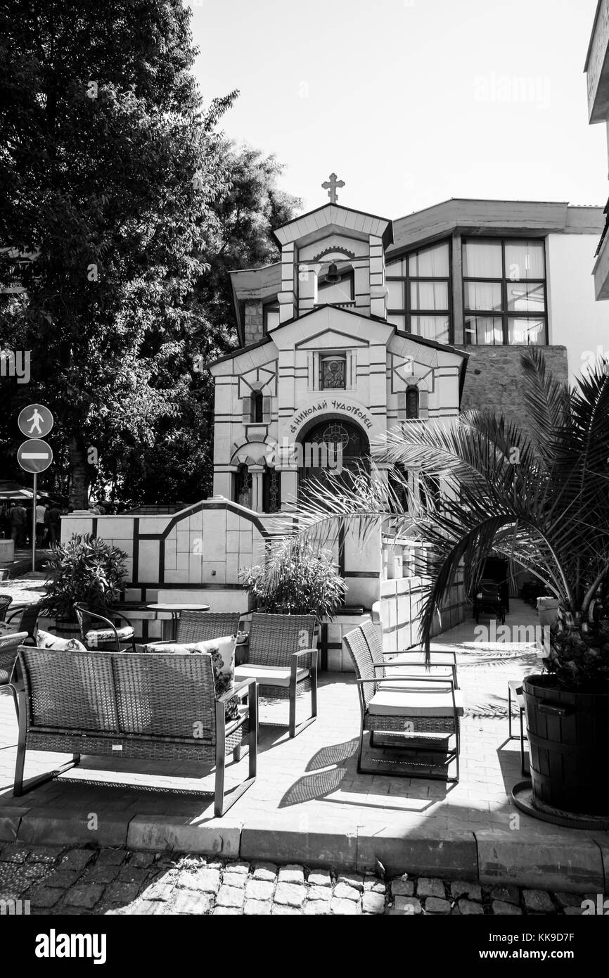 SOZOPOL, BULGARIE - 24 AOÛT 2017 : Chapelle de Nicolas le Wonderworker de l'ancienne ville balnéaire sur le sud de la mer Noire Côte de la mer Noire. Banque D'Images