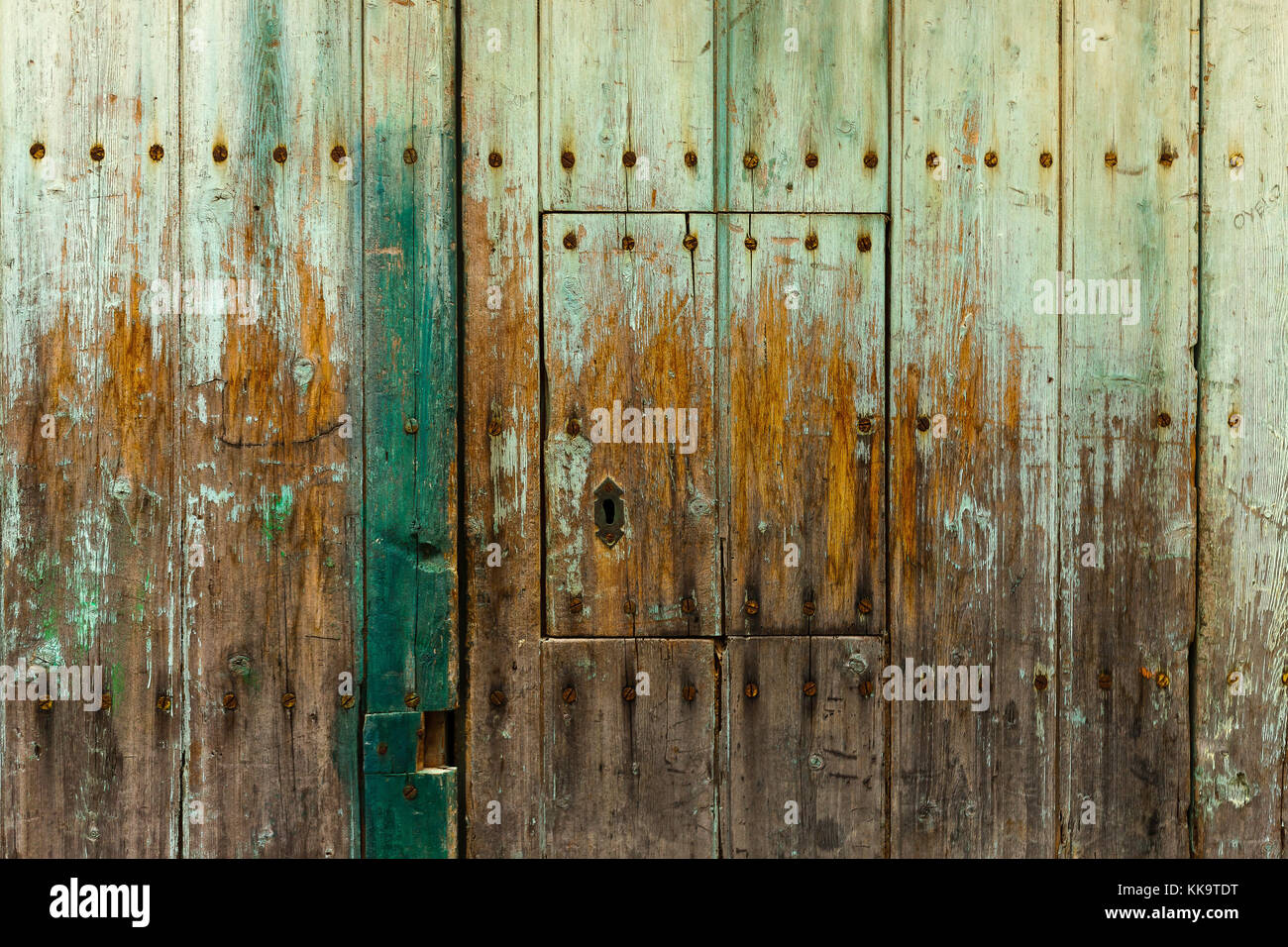 Vieille porte détail altérés, Pollensa, Majorque, Espagne Banque D'Images