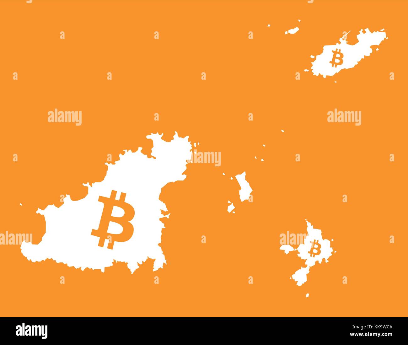 Carte de Guernesey avec illustration symbole de devise crypto bitcoin Illustration de Vecteur