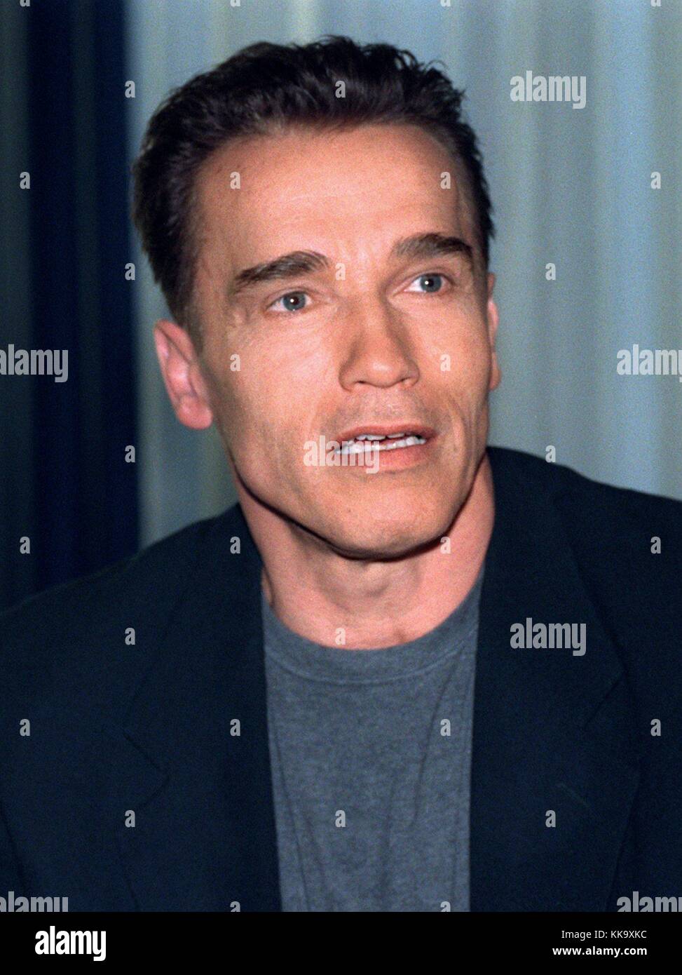 Arnold Schwarzenegger, acteur américain d'origine autrichienne, donne une interview, photographiée le 9 décembre 1996 à Hanovre. | utilisation dans le monde entier Banque D'Images