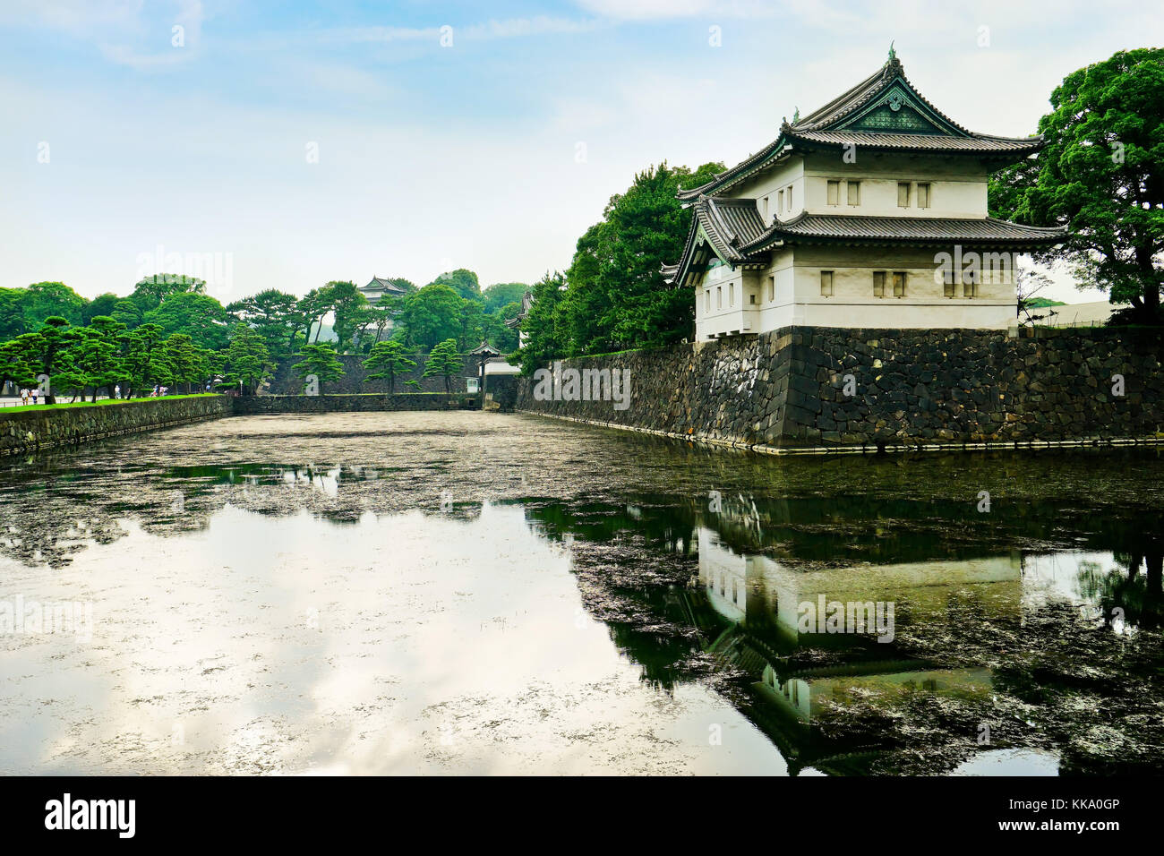 Tokyo, Japon - 17 juillet 2016 : vue sur le palais impérial de Tokyo dans une journée ensoleillée à Tokyo le 17 juillet 2016. Banque D'Images