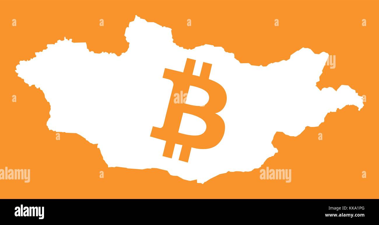 Carte de la Mongolie avec illustration symbole de devise crypto bitcoin Illustration de Vecteur