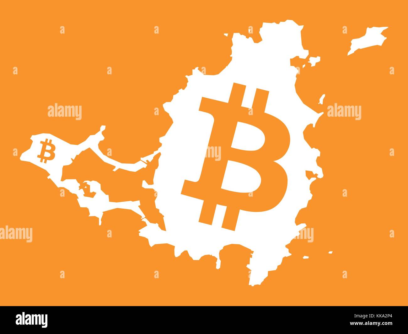 Saint Martin la carte avec illustration symbole de devise crypto bitcoin Illustration de Vecteur