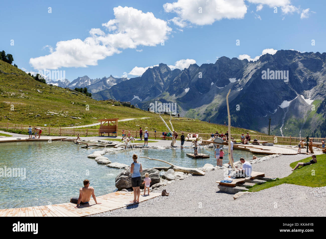 Lac de baignade sur l'ahorn mountain, mayrhofen, Autriche Banque D'Images