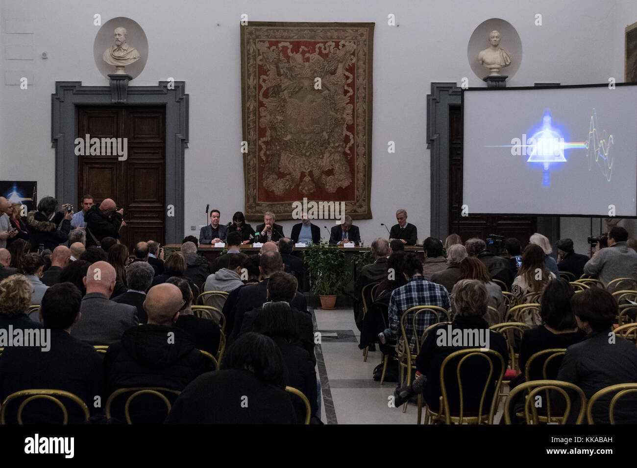 Rome, Italie. 29 nov, 2017. pink floyd nick mason au cours d'une conférence de presse à Rome pour présenter l'exposition 'pink floyd : leurs dépouilles, Rome, 29 novembre 2017. l'exposition va se dérouler de la 19 de janvier à la 29 avril. Rome, Italie Le 29 novembre 2017. crédit : andrea ronchini/Alamy live news Banque D'Images