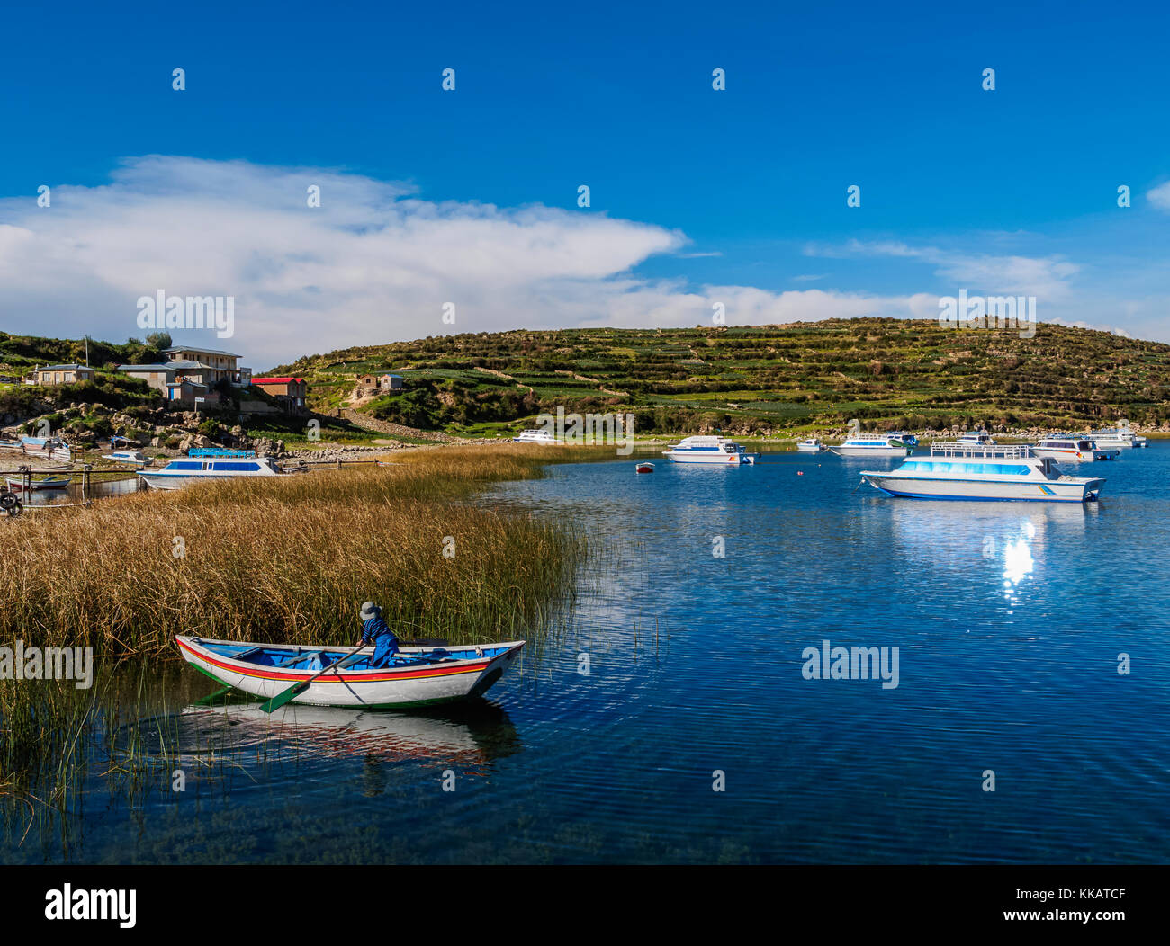 Challa Pampa Village, île du soleil, lac Titicaca, La Paz, Bolivie, Ministère de l'Amérique du Sud Banque D'Images