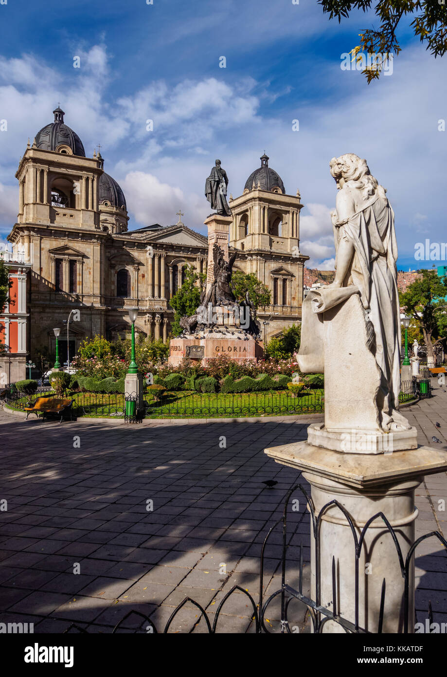 Plaza Murillo avec Basilique Cathédrale de Notre Dame de la paix, de La Paz, Bolivie, Amérique du Sud Banque D'Images