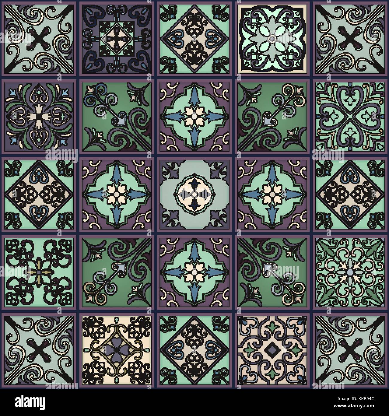 Modèle sans couture avec carrelage portugais à Talavera, azulejo. style marocain, Mexican ornaments Illustration de Vecteur