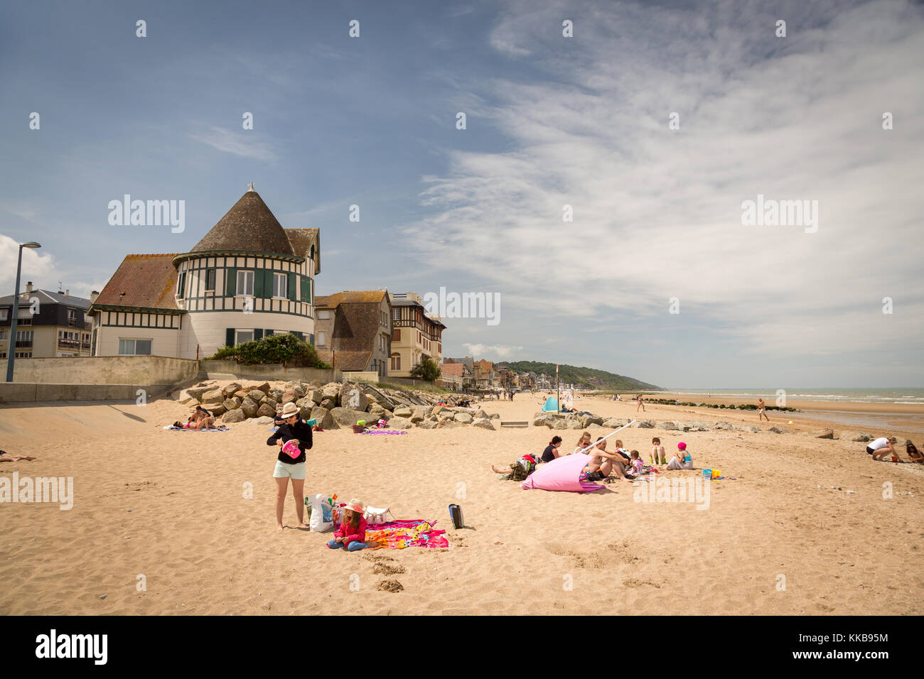 Plage de Villers sur Mer, Normandie, France, Europe. Banque D'Images