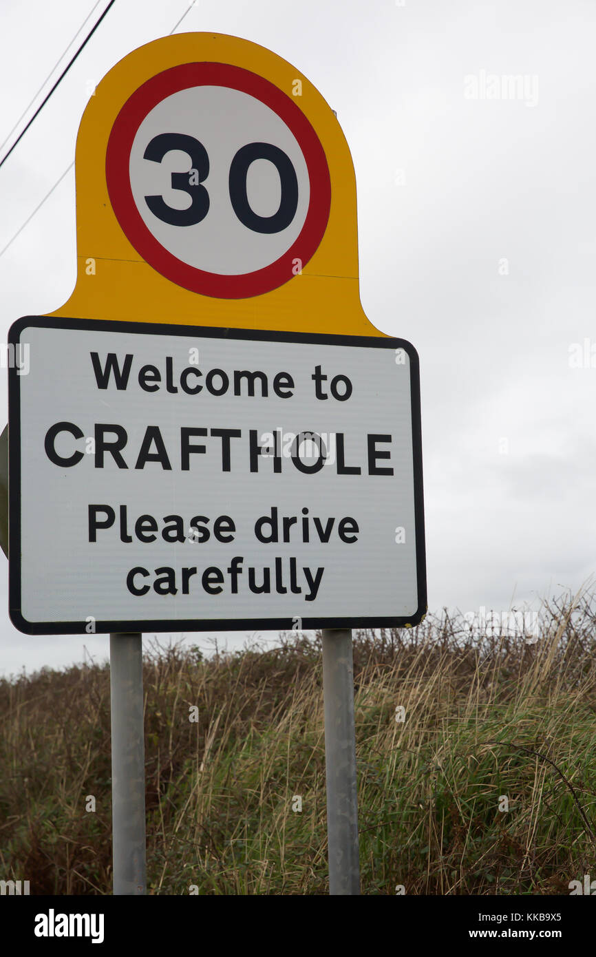 Bienvenue à Crafthole sign Banque D'Images