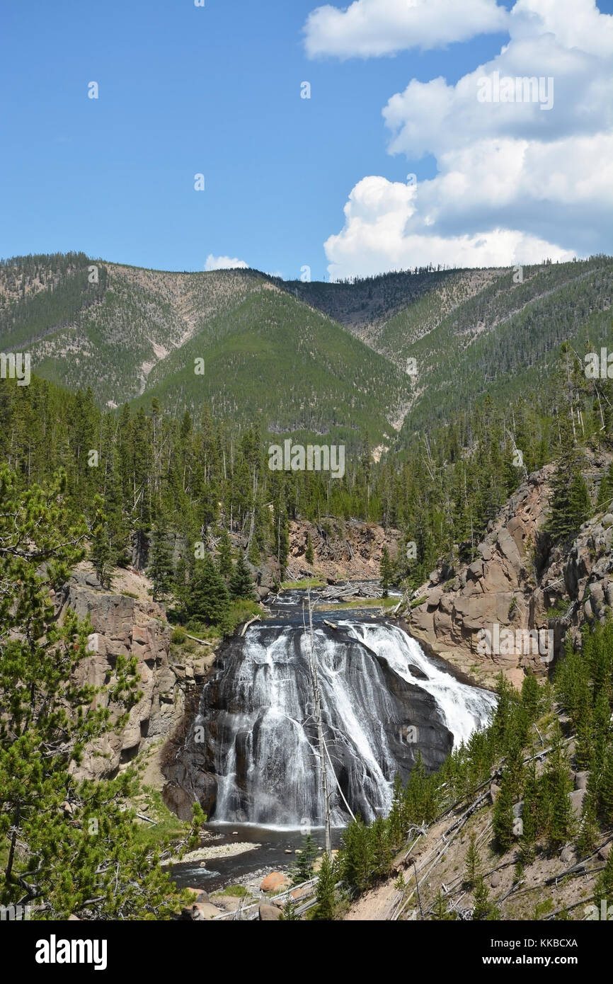 Cascades dans le yellowstone gibbons Banque D'Images