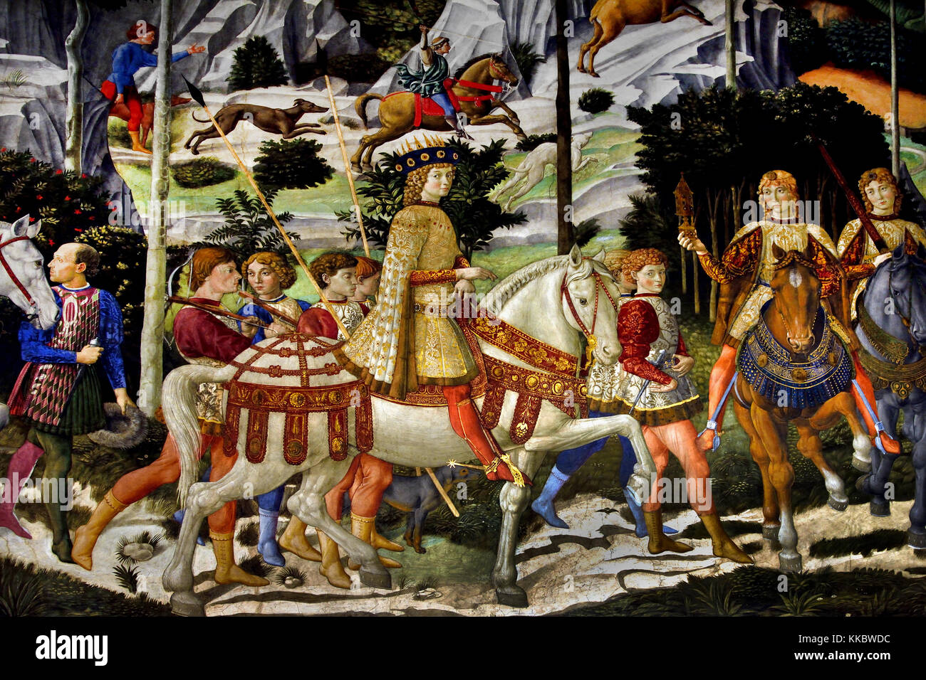 Caspar, Cappella dei Magi par Benozzo Gozzoli ''Voyage des Mages'', Palazzo Medici Riccardi (le palais a été conçu par Michelozzo di Bartolomeo ) pour Cosimo de' Medici, 1444- 1484. Florence Italie Banque D'Images