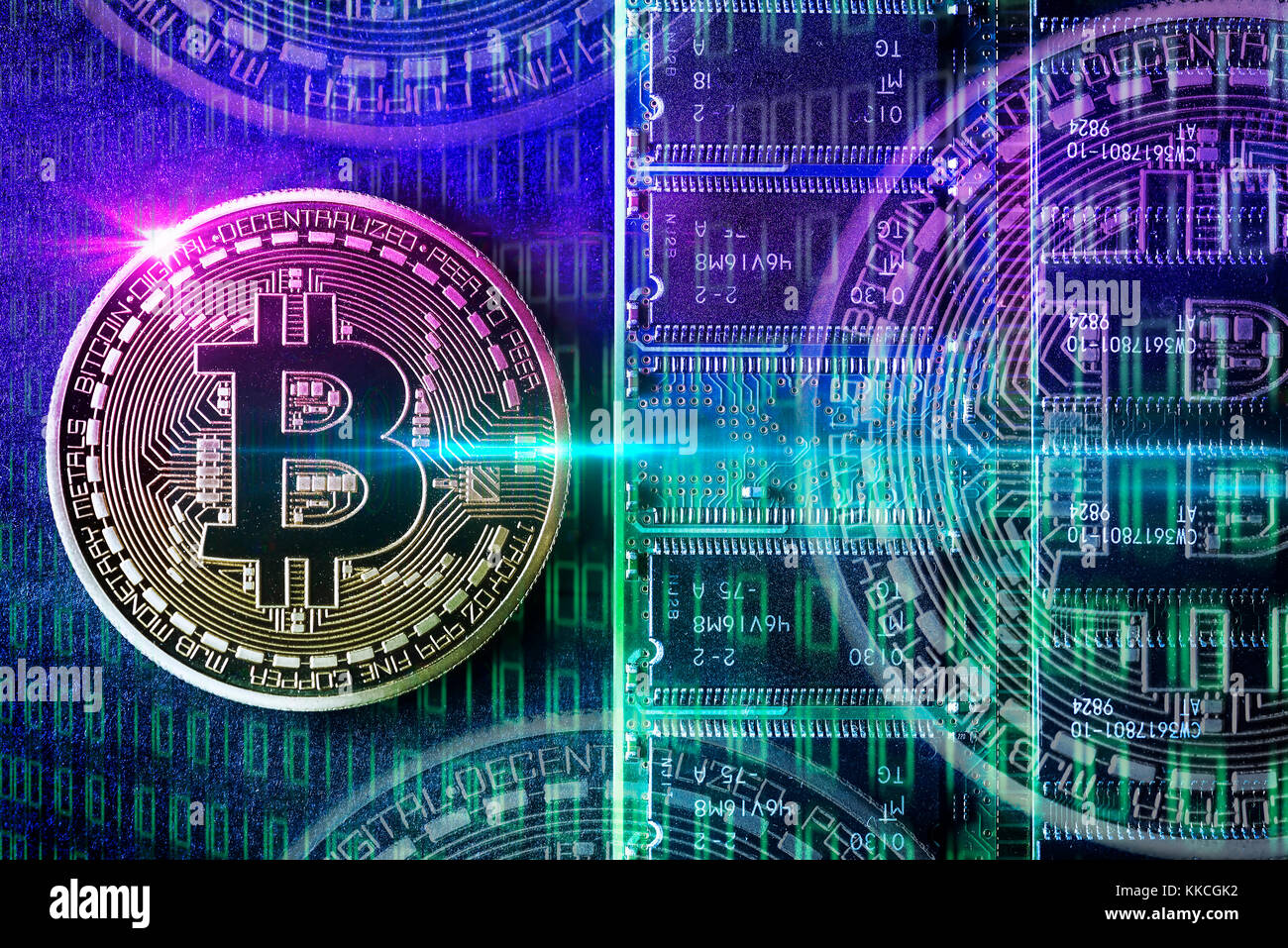Bitcoin coin, monnaie virtuelle Banque D'Images