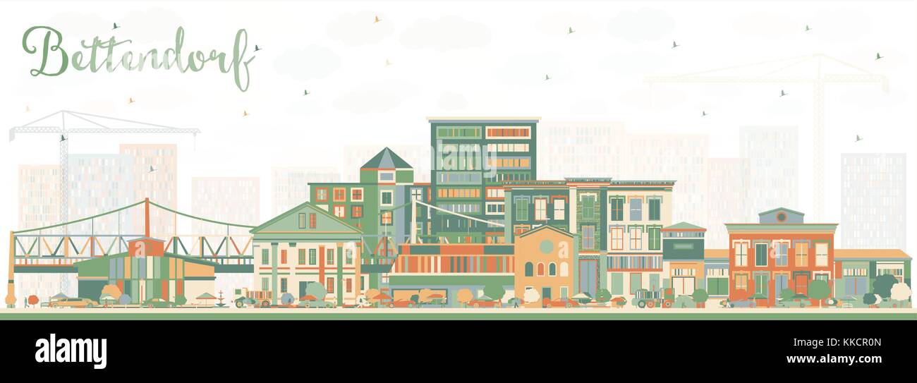 Bettendorf iowa skyline avec bâtiments de couleur. vector illustration. Les voyages d'affaires et de tourisme avec l'illustration de l'architecture moderne. Illustration de Vecteur