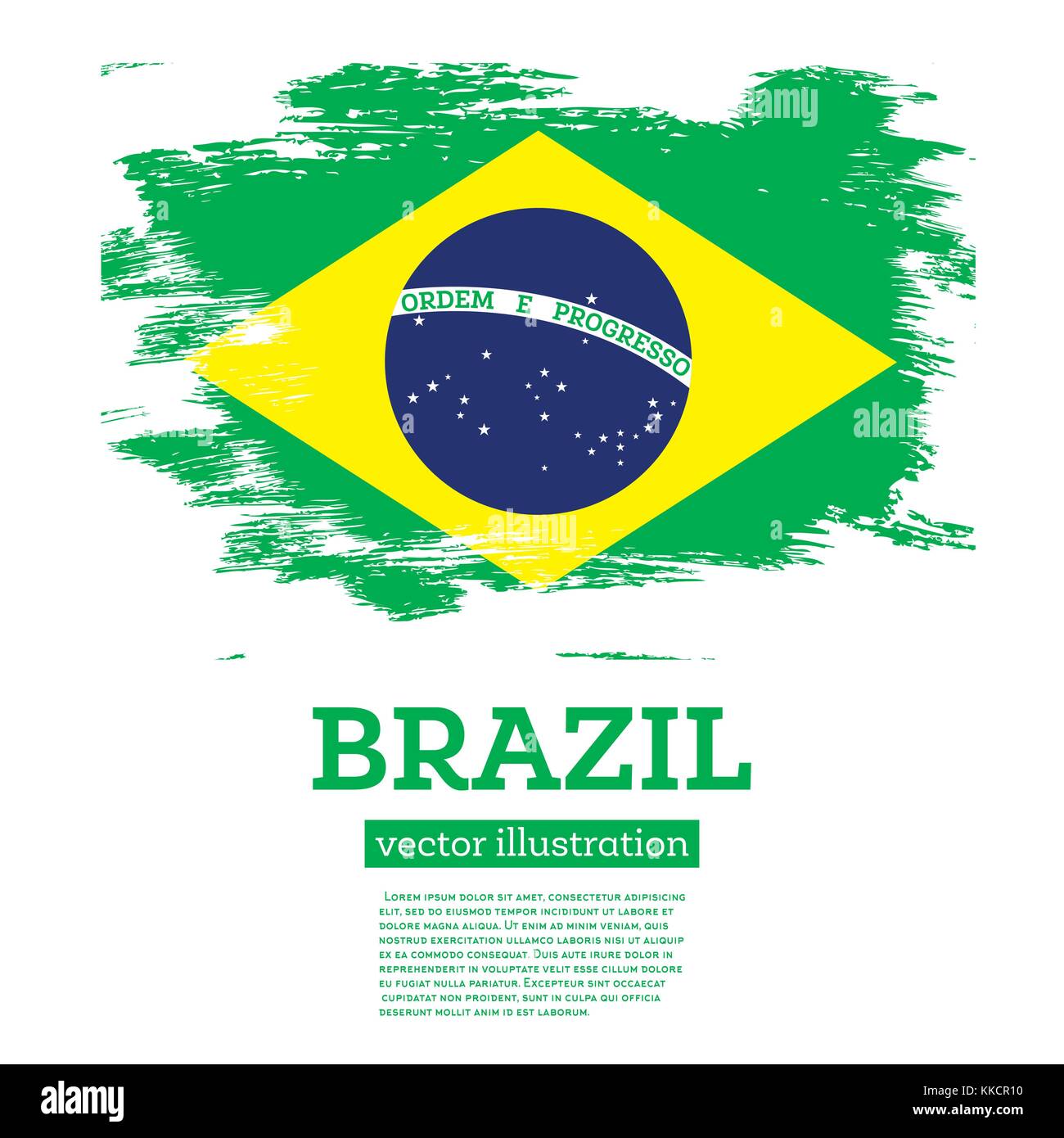 Brésil drapeau avec des coups de pinceau. vector illustration. Illustration de Vecteur