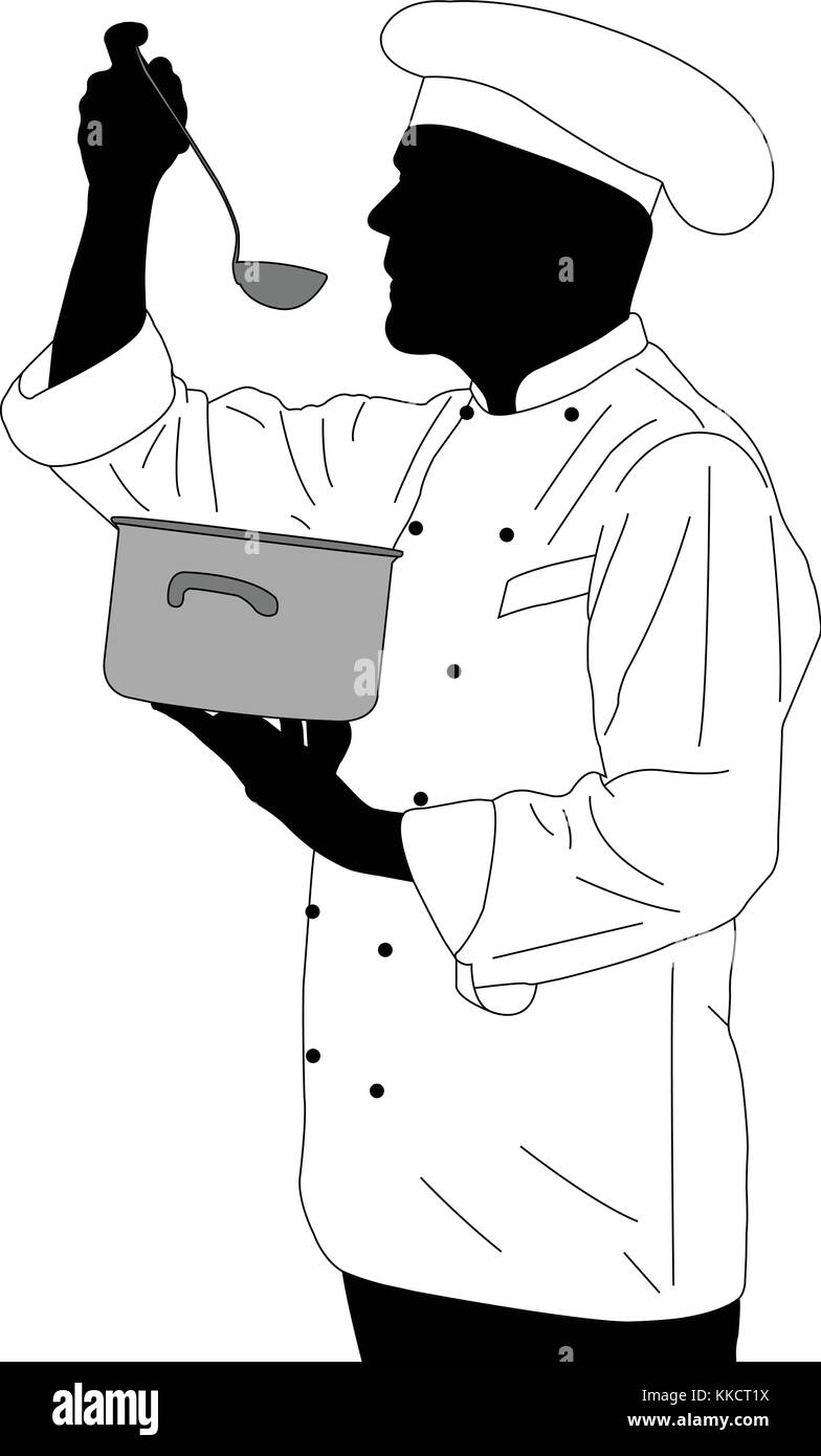 Chef de cuisine soupe de dégustation - vector Illustration de Vecteur