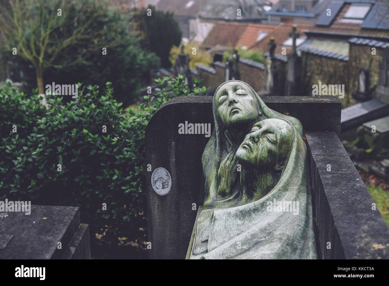 Monuments et des tombes du cimetière de Gand, Belgique Banque D'Images