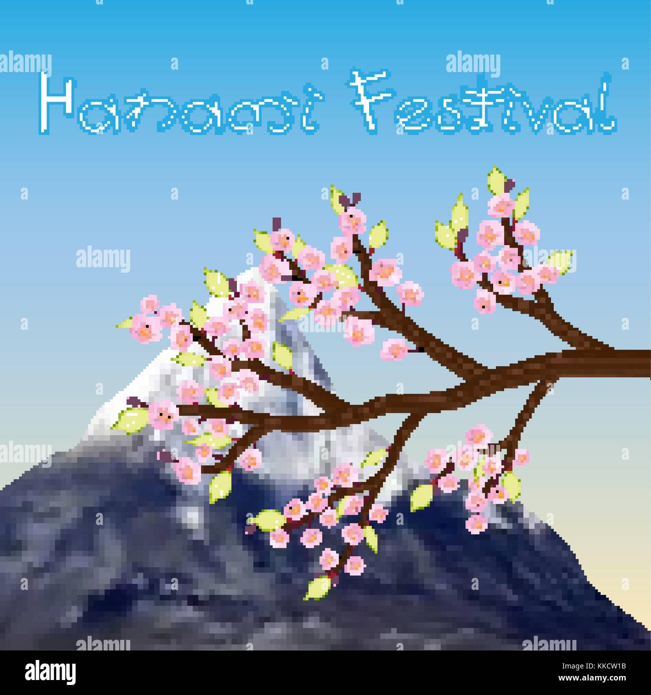 Festival hanami sakura direction générale et fuji mountain Illustration de Vecteur