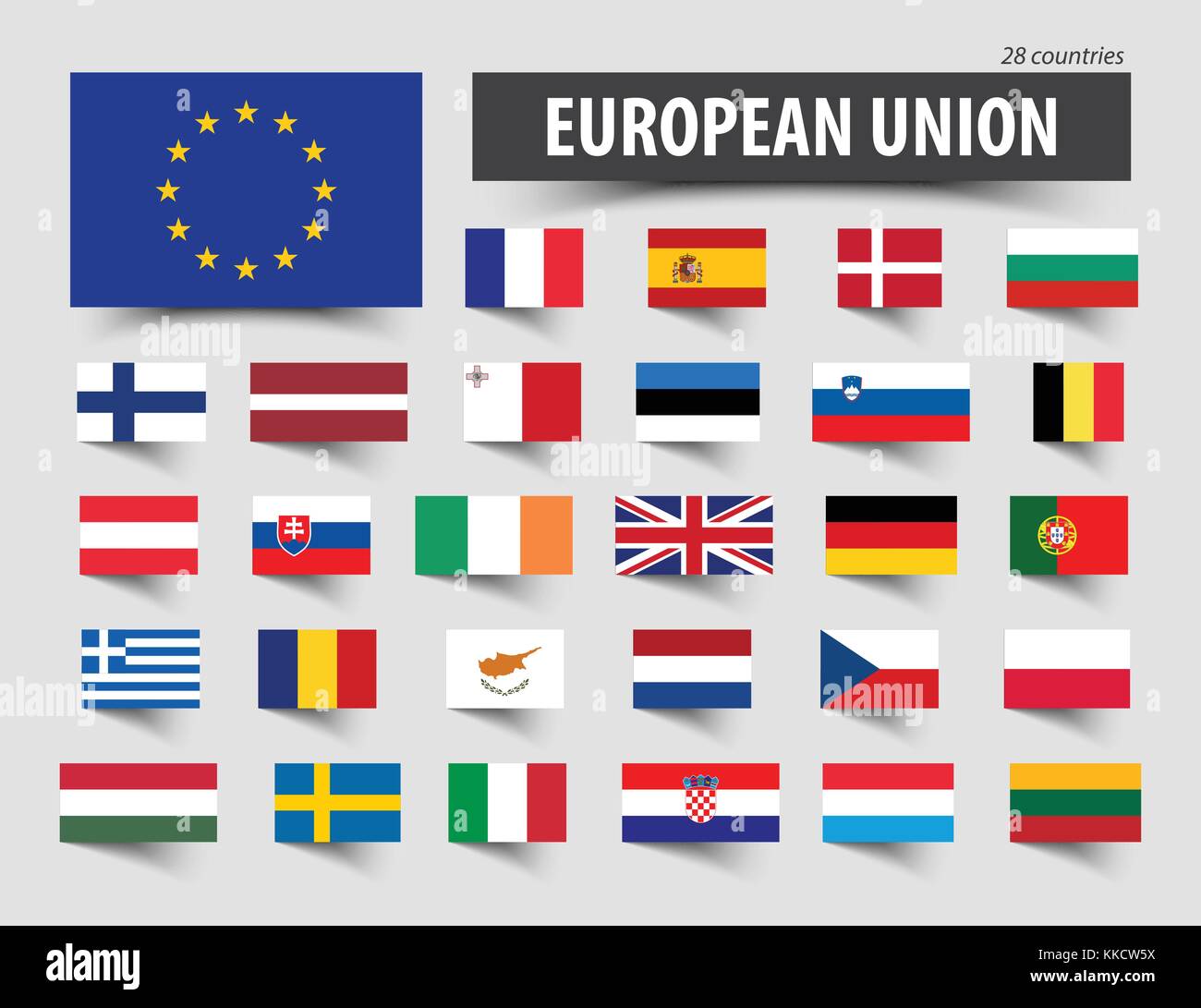 Drapeaux de l'Union européenne et l'adhésion . Illustration de Vecteur