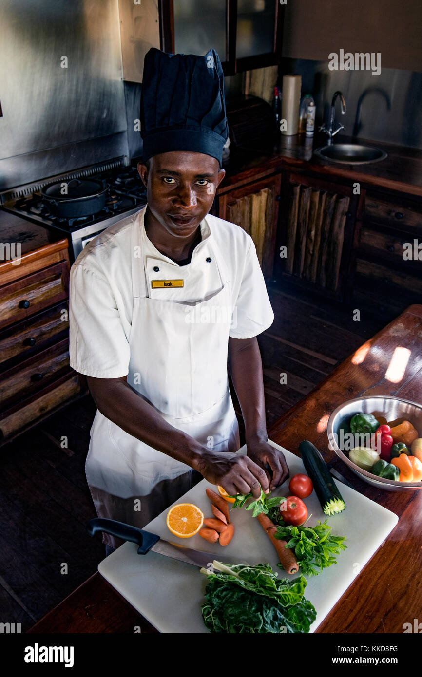 Chef à onguma tree top camp onguma, réserve de chasse, la Namibie, l'Afrique Banque D'Images