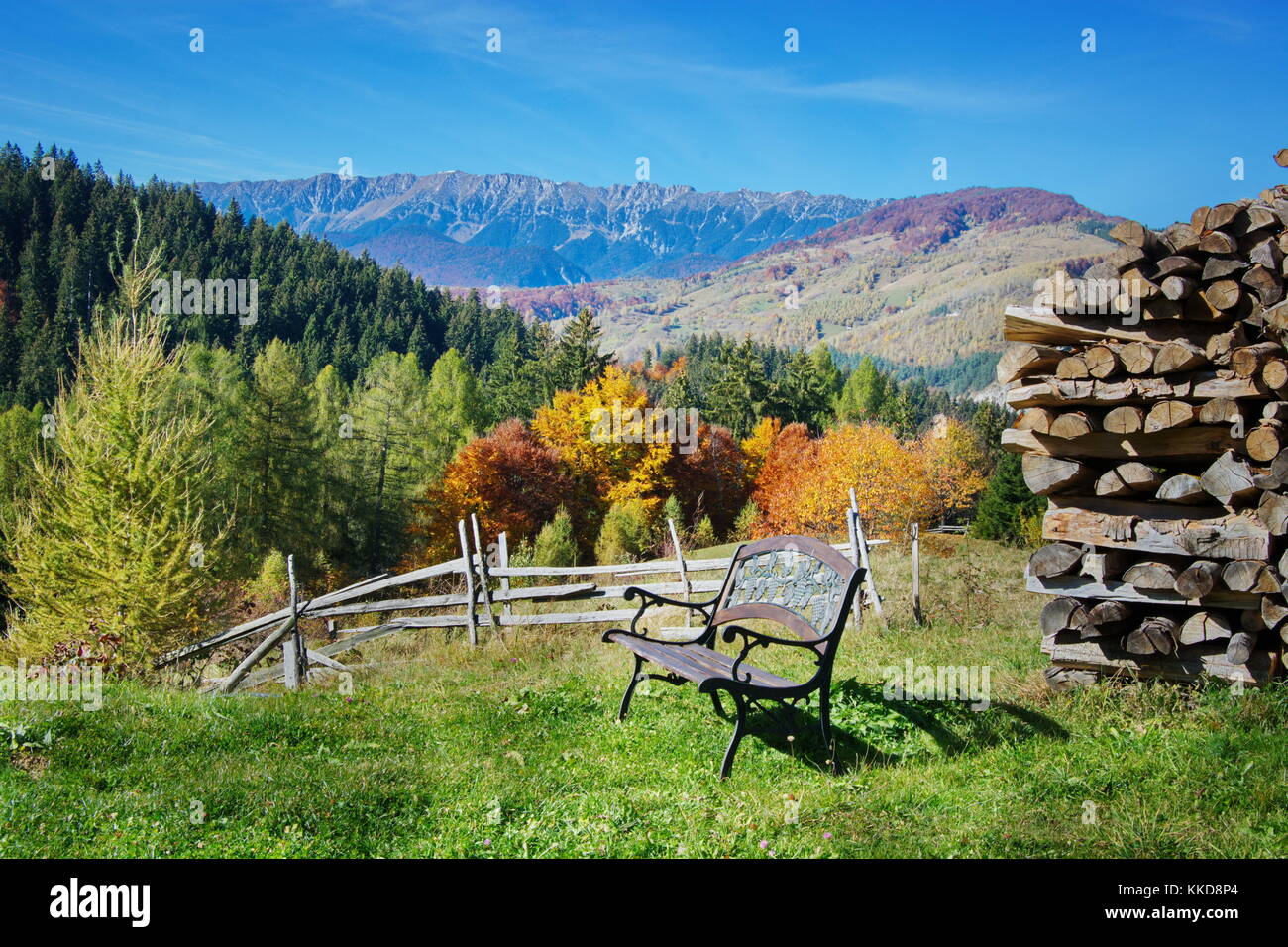 Beau paysage de la saison de la campagne de Roumanie, la Transylvanie Banque D'Images
