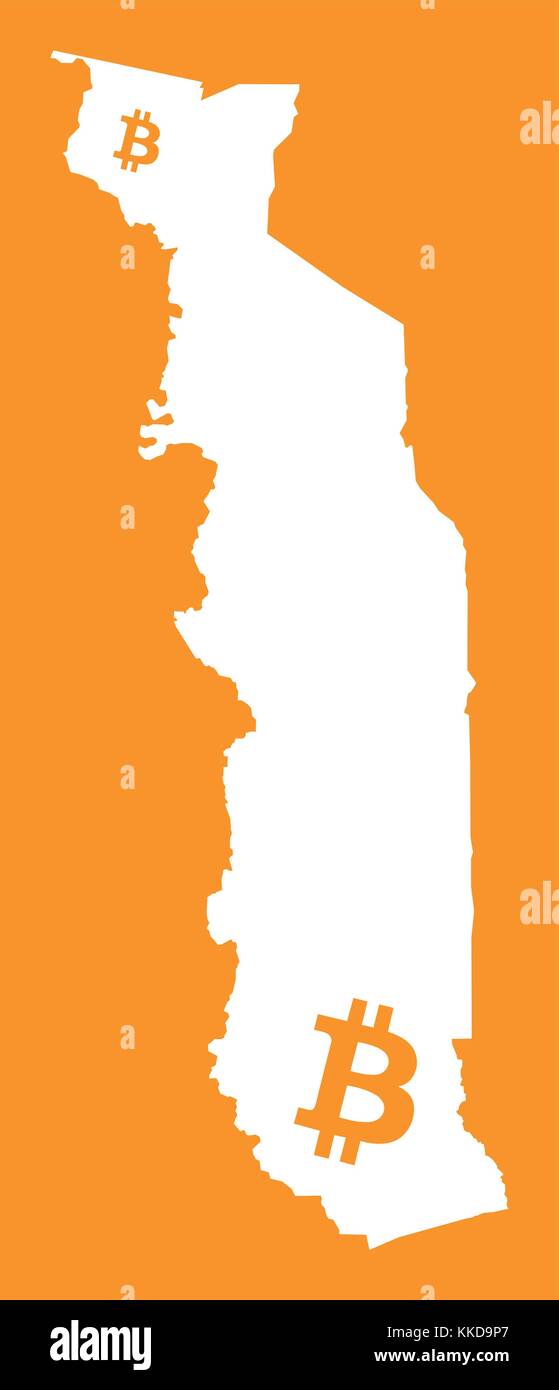 Le Togo avec la carte crypto bitcoin illustration symbole monétaire Illustration de Vecteur